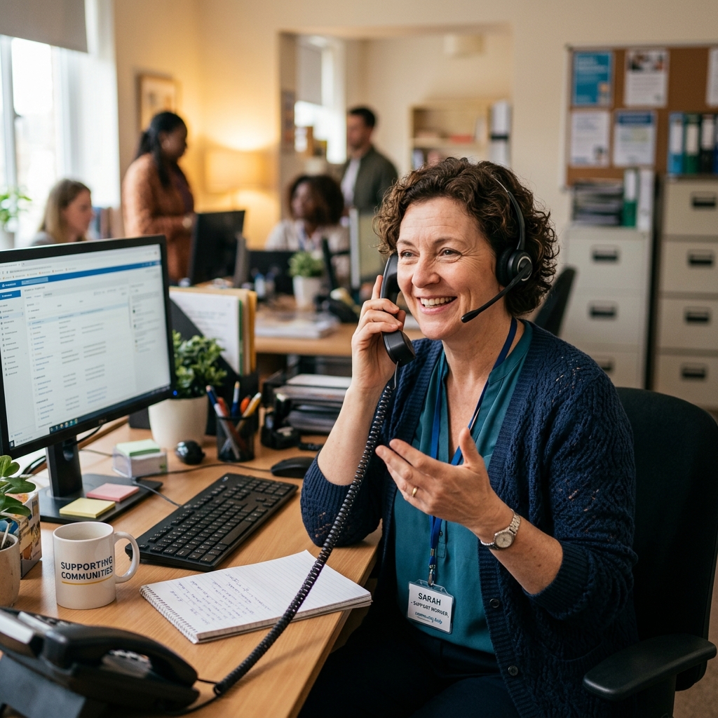 Photograph of a care referral conversation