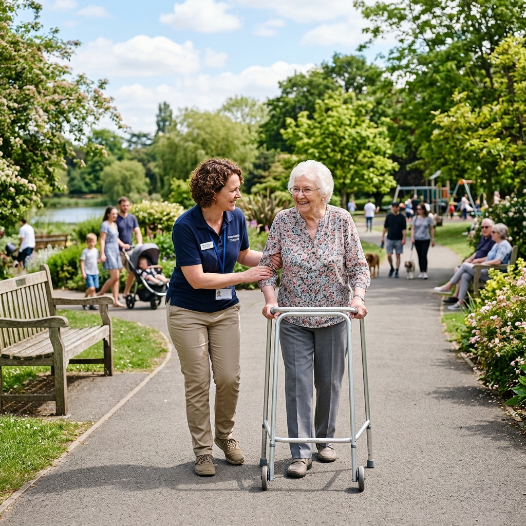 Photograph of a care team supporting a person in the community