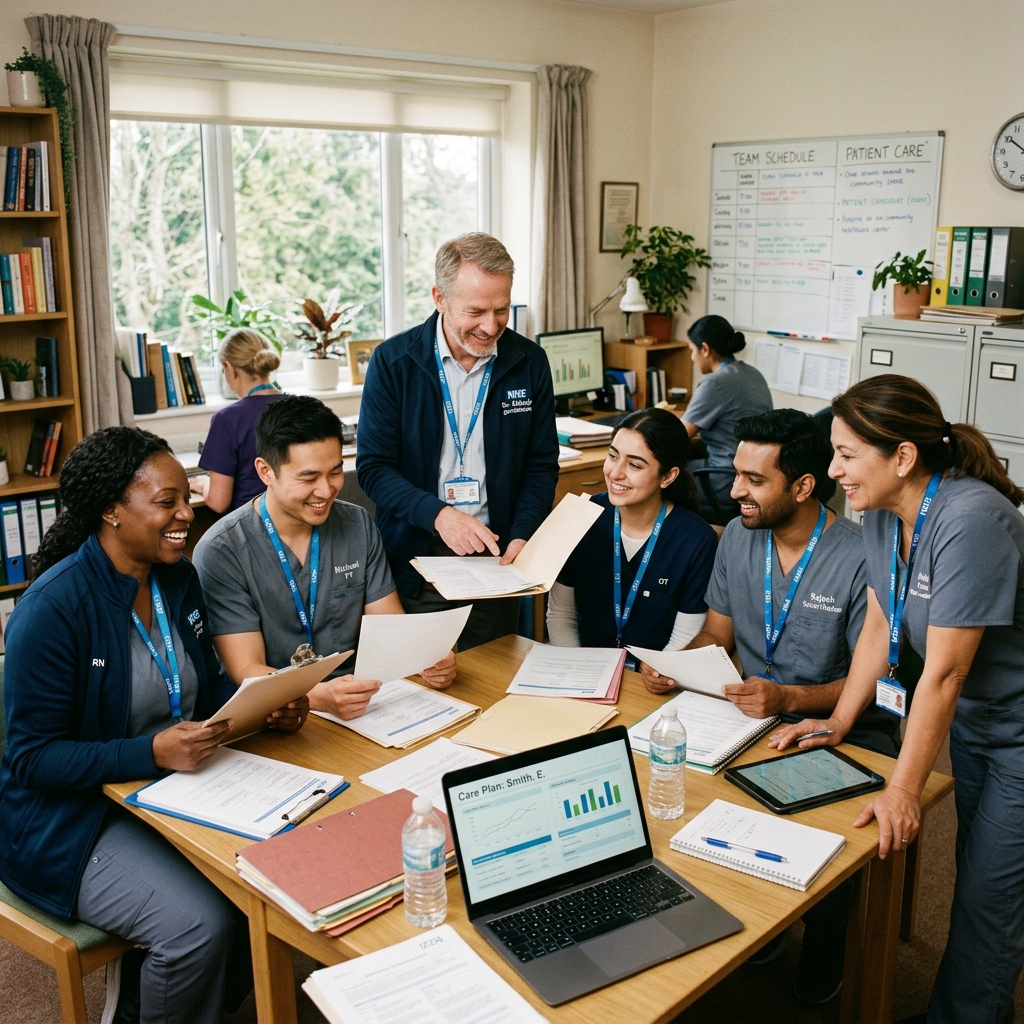 Photograph of care colleagues working together